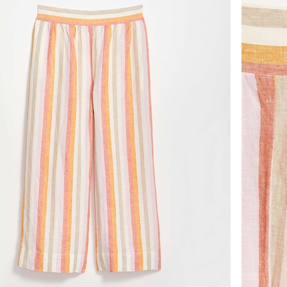 Lou & Grey Striped Wide Leg Linen Pants - Picture 1 of 9